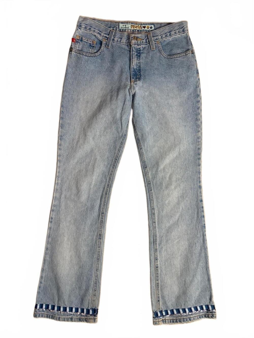 Vtg Y2K Mudd Jeans Girls Size 9 Slim Light Wash Bootcut Flare Jeans Blue